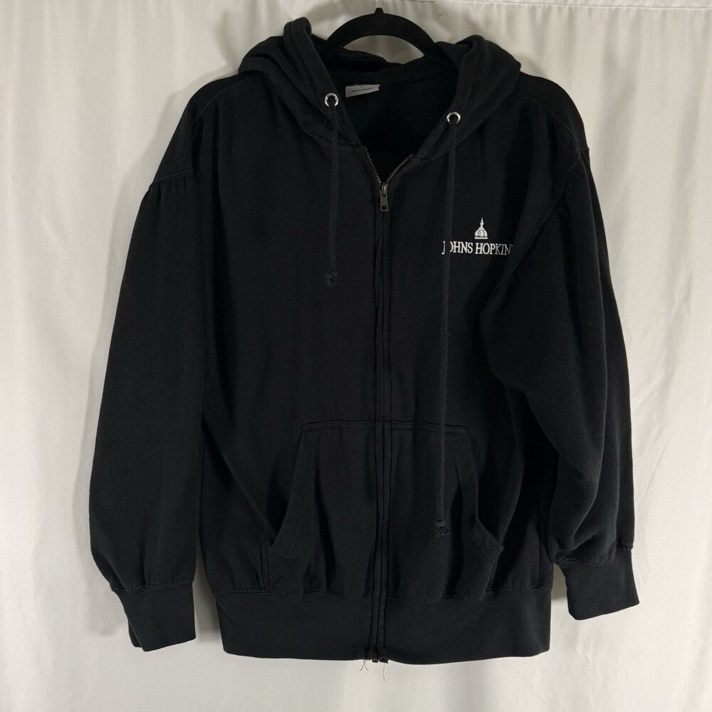 John Hopkins Hoodie Unisex Small Black Full Zip Pockets Drawstring MV Sport